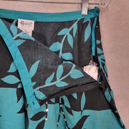 NEW Gunit Women Skirt Teal Colorblock Floral Sequin Boho Flowy Gypsy Midi Size M - 第 13/23 張圖片