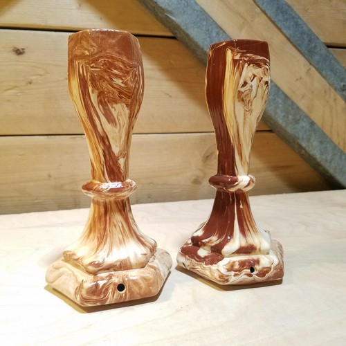 Brown & White Sitka Clay Taper Candle Holders - Swanky Barn - Picture 3 of 12