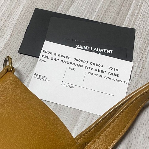 Saint Laurent Paris Toy Shopping Tote Leather Shoulder Bag Mustard Yellow JP - Picture 2 of 10