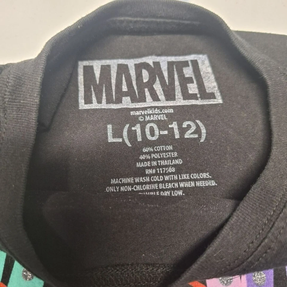 Camiseta Marvel Super Hero preta rosa meninas grande 10 12 Spiderman - Imagem 2 de 4