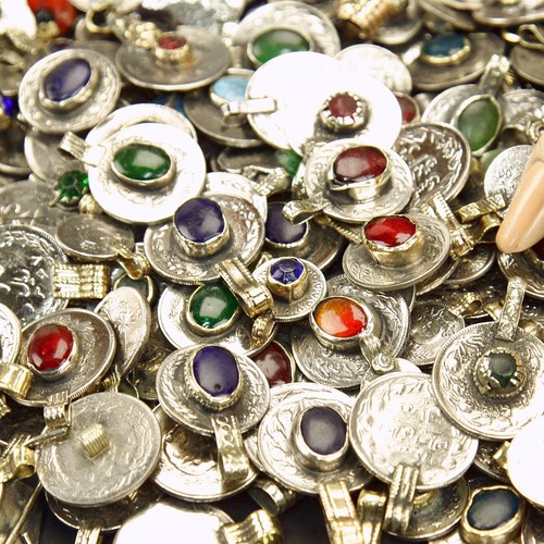 60 real Jeweled COINS Tribal BellyDance Kuchi - MIXED (( polished )) - Picture 3 of 7