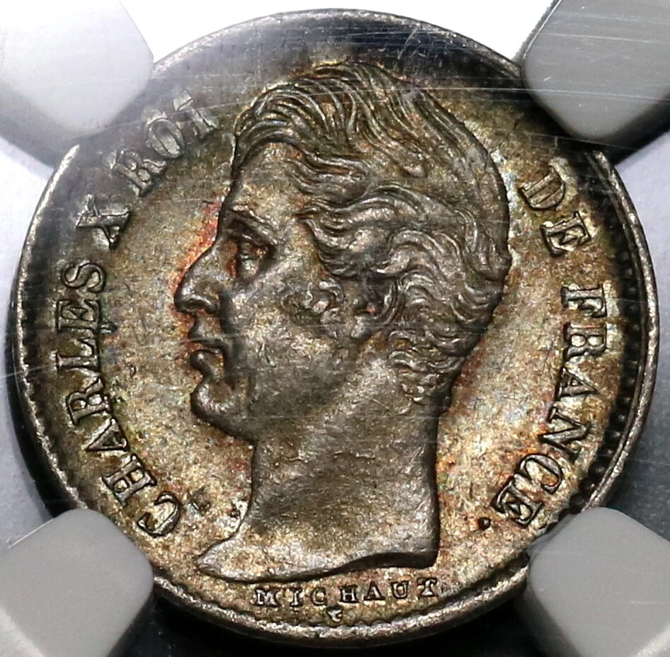 Moneda de plata Carlos X París 1828-A NGC MS 63 Francia 1/4 franco (19111801C) Foto 2 de 4