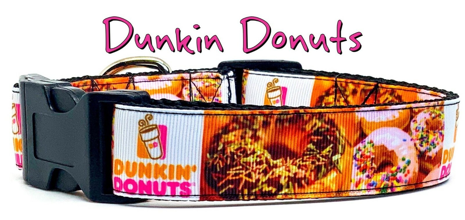Dunkin Donuts dog collar handmade adjustable buckle collar 1" wide or