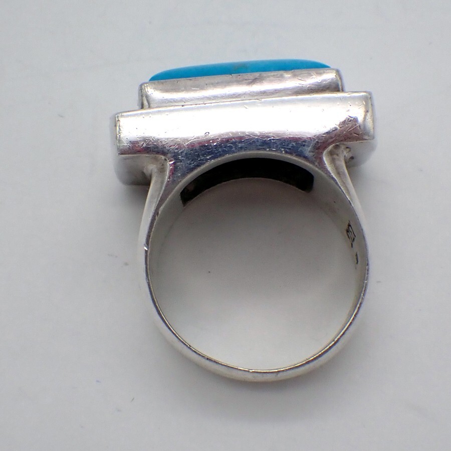 Rectangular Turquoise Ring Sterling Silver EXEX C… - image 4