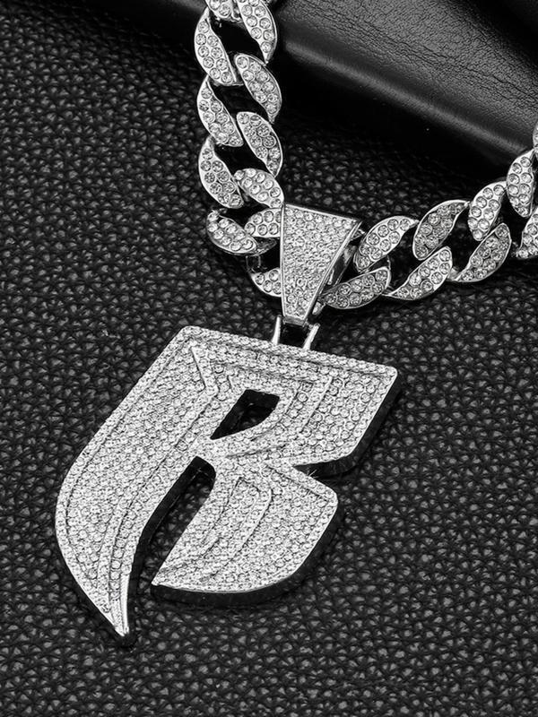 Silver Plated Ruff Ryder Pendant & Iced Cubic Zirconia Chain Silver Plated Ruff Ryder Pendant & Iced Cubic Zirconia Chain