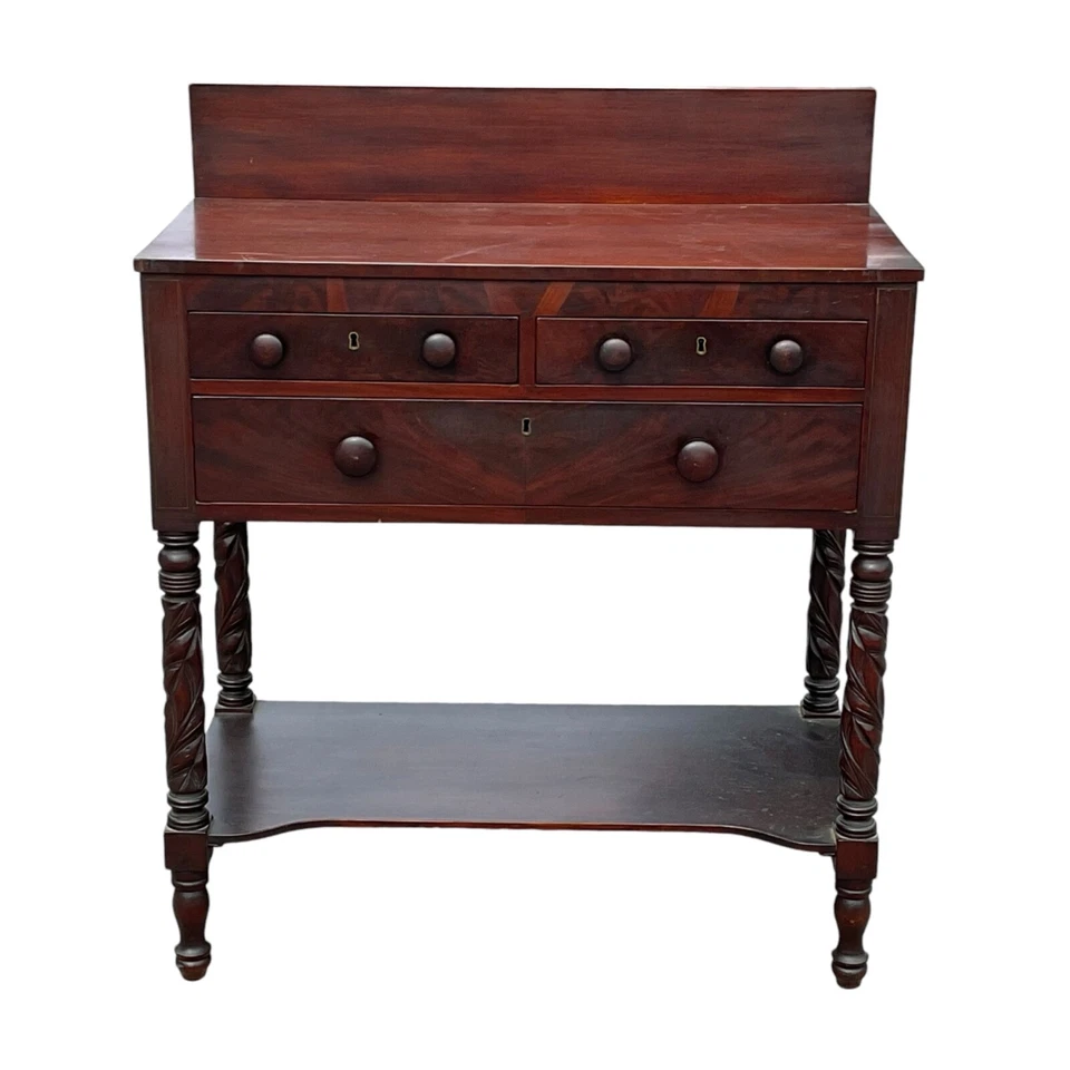 古董桃花心木服务器边桌联邦古典acanthus雕刻干净 — 第 2/4 张图片