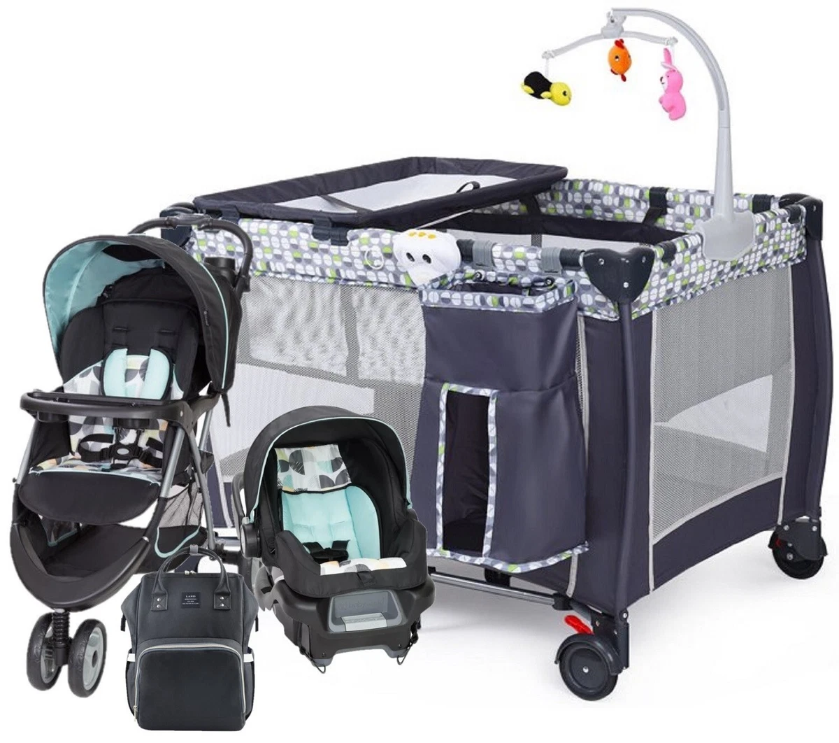 Baby Boy Combo Travel System Set Stroller With Car Seat Playard