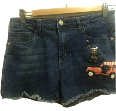 Gazoz Jeans Women s Juniors Shorts Size 11 island print with Palm Tree Monkey