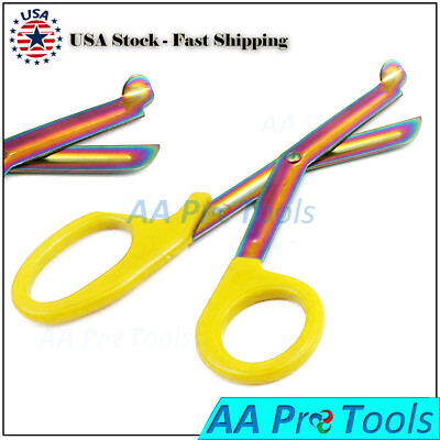 Yellow Heavy Duty TRAUMA EMT/PARAMEDIC UTILITY SHEARS Multi Rainbow Color Blades