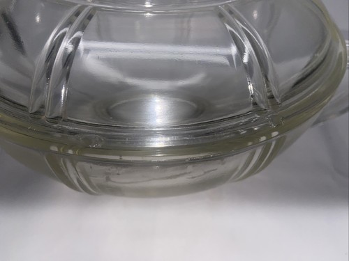 Glasbake Queen Anne casseruola trasparente 1,5 quarti con coperchio antico art deco - Foto 5 di 16