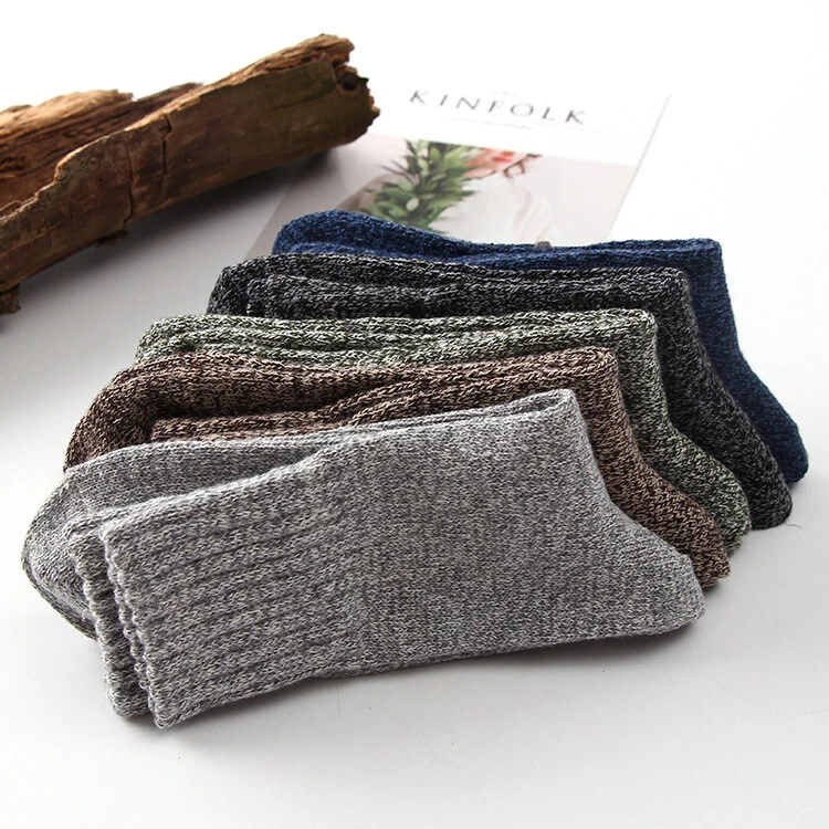 5 Pairs Men's Wool Mixture Angora Cashmere Warm Soft Thick Casual Soft Socks USA - Image 3 of 4