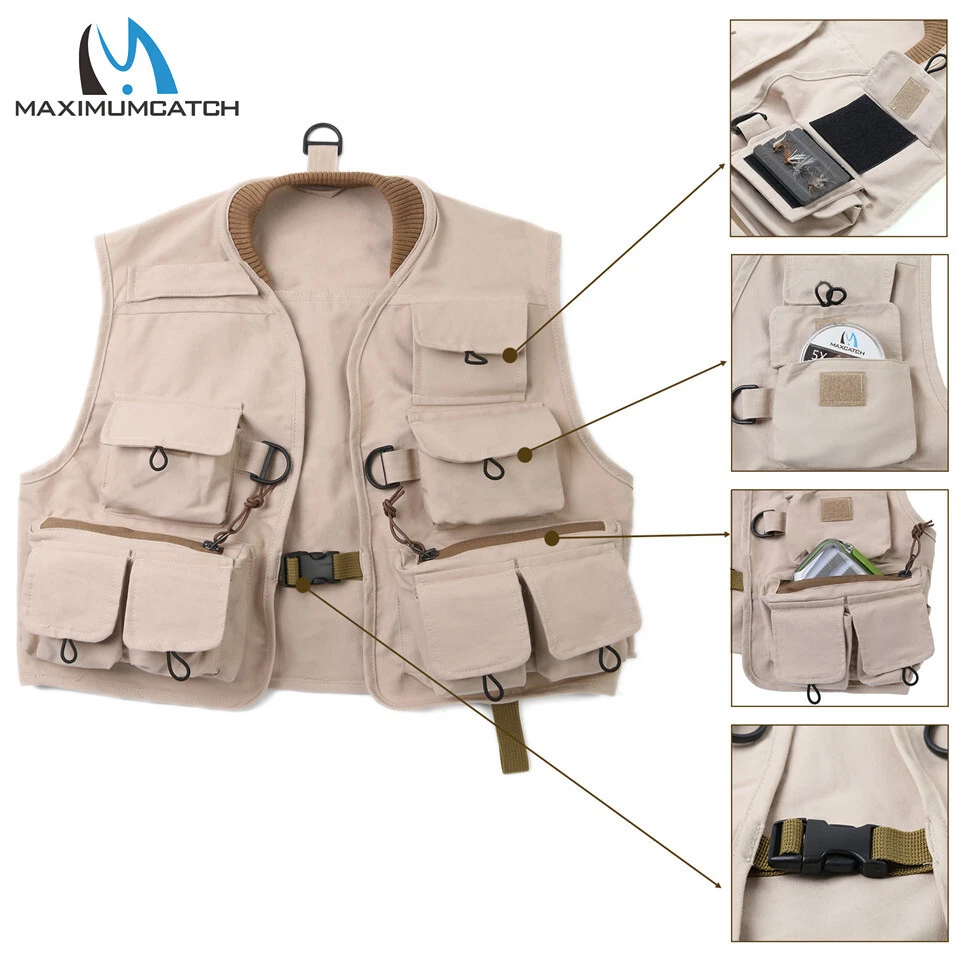 Maxcatch Kids Fly Fishing Youth Vest Children Jacket Multi Pocket 100%Cotton