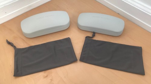*NEW* Warby Parker Large & Small Gray Hard Clamshell Eyeglass Cases w/ Cloths