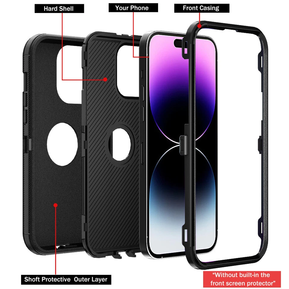 For iPhone 17 16 15 14 Pro Max Plus 13 12 Heavy Duty Shockproof Armor Case Cover - Image 3 of 4
