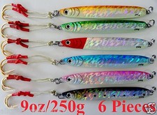 Knife Jigs 9oz / 250g 6 Pieces Vertical Butterfly Saltwater Lures With Free Bag 