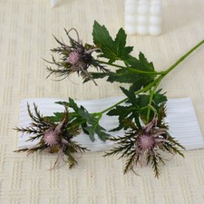 3 Forks Eryngium Plants Decor Home Thistles Sea Holly Flower Bouquet Artificial