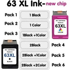 For HP 63 XL Ink Cartridge for HP OfficeJet 3831 3833 4650 4652 5258 5255