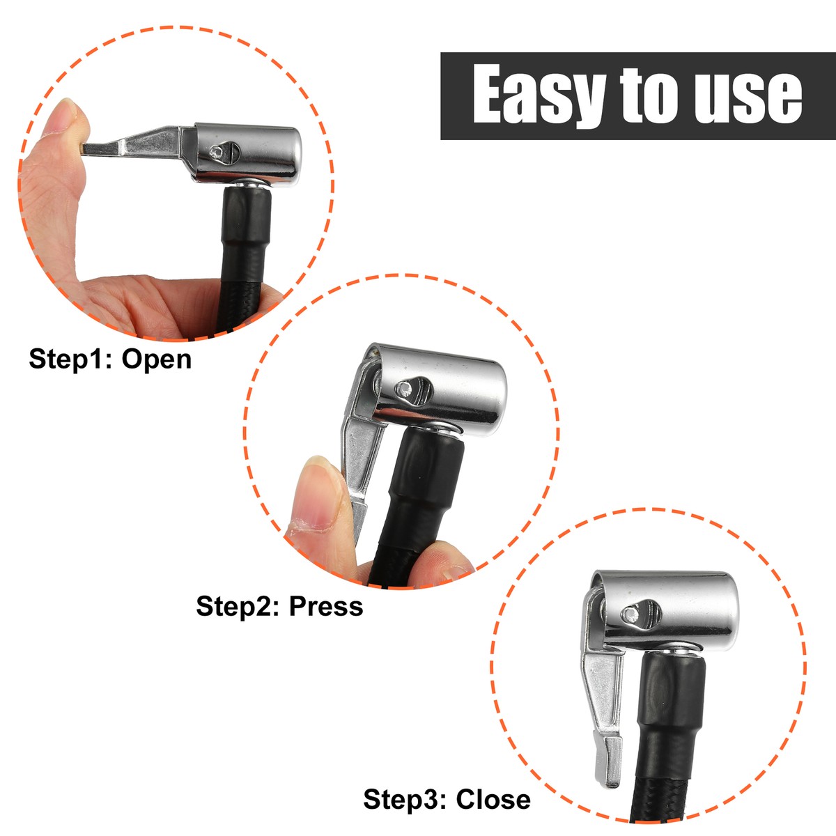 X AUTOHAUX 100cm Flexible Tire Valve Extension Hose - Copper Rubber Air Chuck For Inflators