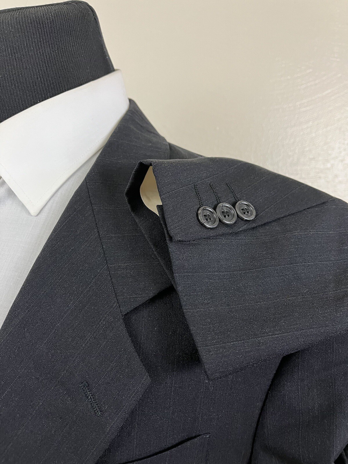 Tuta uomo 2 pezzi Yves Saint Laurent blu gessato 42R 100% lana 2 bottoni 084