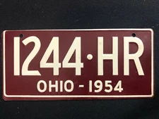 1953-54 General Mills Wheaties Tin Mini Bicycle License Plate - Ohio