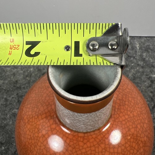 Vtg Royal Copenhagen Vase, Crackled Glaze Orange/Rust, 6.5'', Denmark, 212/ 3593 - Picture 9 of 15