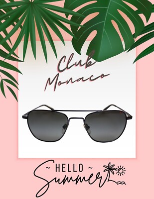   CLUB MONACO SUNGLASSES W/ CASE METALLIC AVIATOR GREY LENS 52-19-140 UNISEX