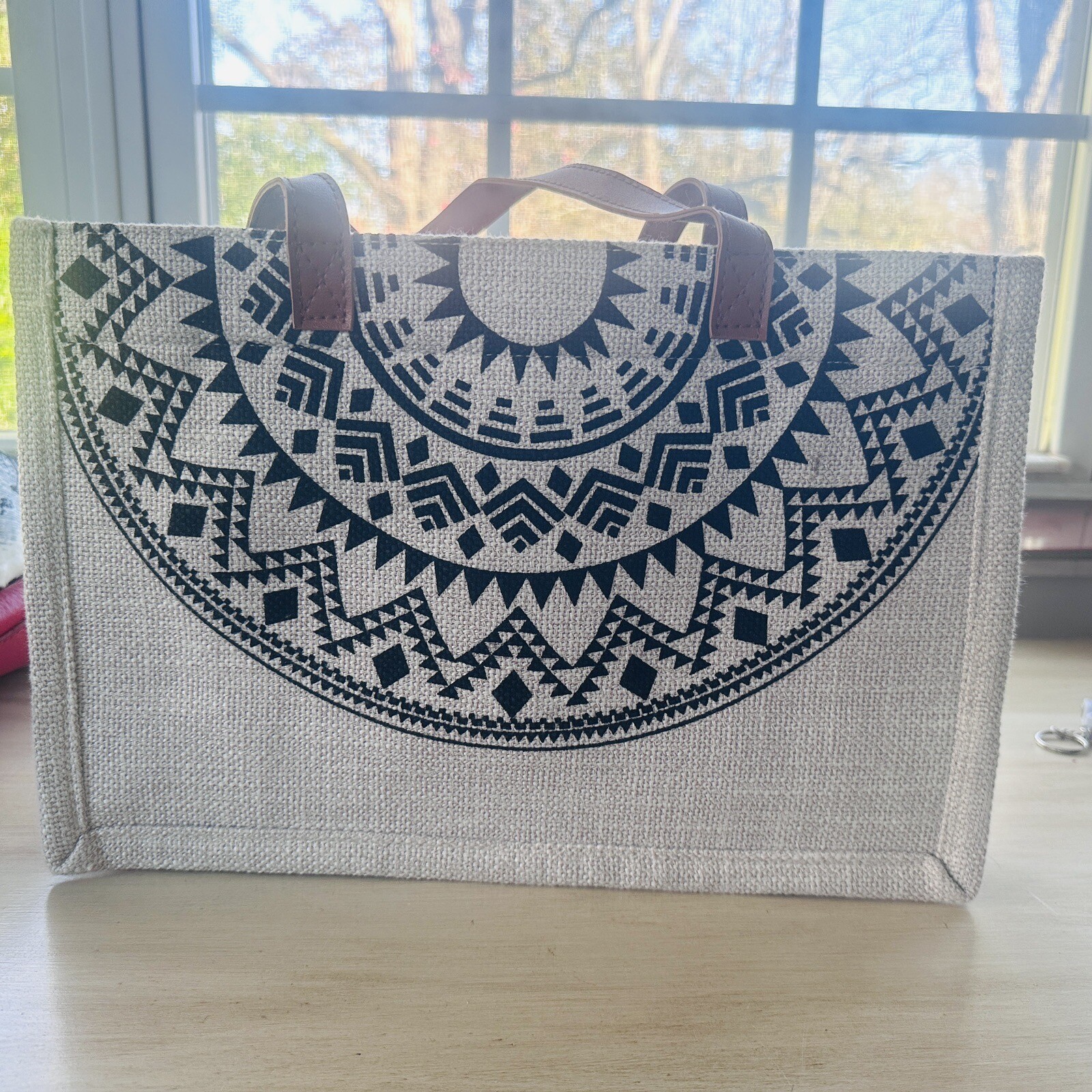 Geometric Print Casual Large Ladies Shoulder Shopping Bag-image