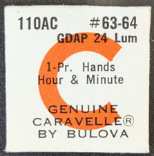 NOS Bulova Caravelle 110AC GDAP 24 LUM Watch Hand Set 63/64 Gold Dauphine Pitch