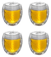 4X Bierglas Trinkglas FußBall 350Ml Thermoglas Doppelwandig Schwebeefekt