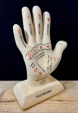 Vintage 11.5" Ceramic Palmistry Hand Reading Fortune Telling Decor Sculpture