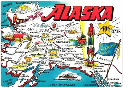 Postcard Alaska - 49th State Area Map. | eBay