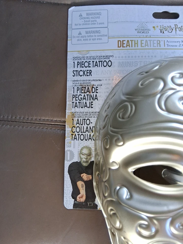 Harry Potter Death Eater Halloween Costume Accessory Kit Mask & Tattoo - Image 2 of 3