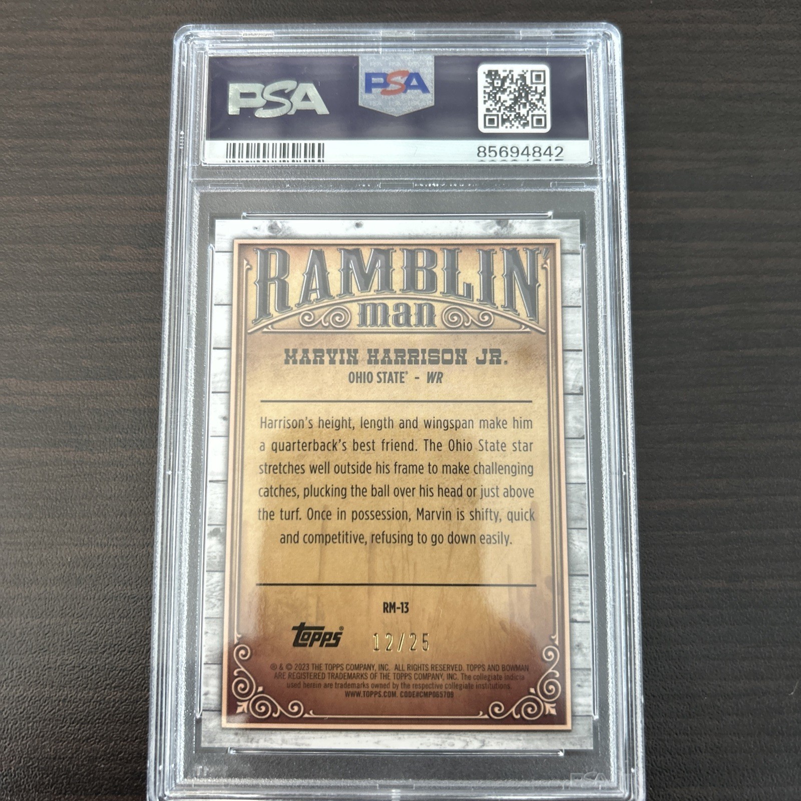 2023 Bowman Chrome - Ramblin' Man Marvin Harrison Jr. Orange Refractor /25 (RC) view 2