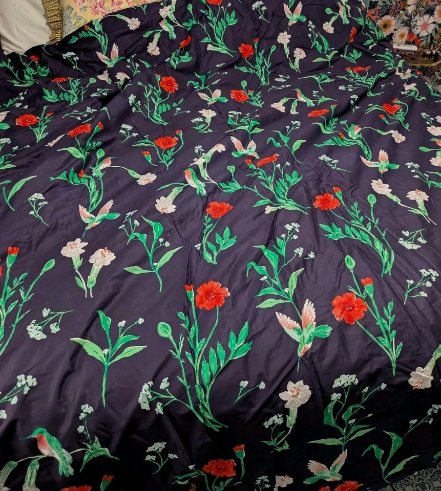 Kate Spade King Size Navy Blue Hummingbird King Size Cotton Comforter & Shams - Image 2 of 4