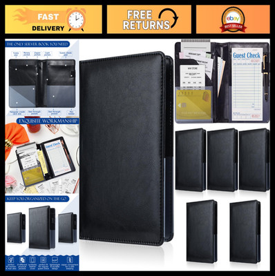 6 Pcs Waitress Server Books Leather Organizer Wallets for Cash, Check & Receipts
