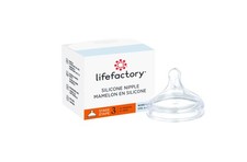 Lifefactory Silicone Nipple Stage 3 Fast Flow 6 Months Clear Bpa Free Baby Bo...