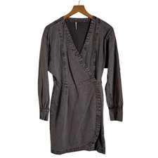 Revolve Young Fabulous and Broke Brown Denim Wrap Dress Womens Size XS