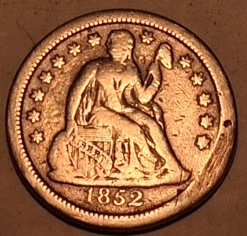 1852-O Seated Liberty Dime New Orleans Silver Coin – Strong Date –Good- #844