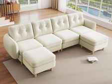 107'' Modular Sectional Sofa, 6-Seater Sectional Couch with Curved Armrests and 