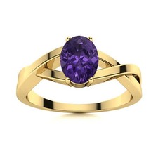 925 Sterling Silver Natural Amethyst Solitaire Womens Gift Ring Jewelry