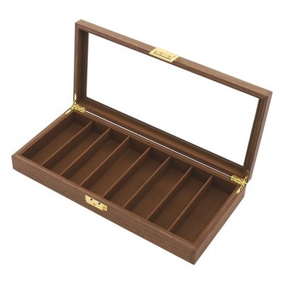 8 Slot Walnut Color Knife Storage Box, Desktop Knife Display Case Organizer