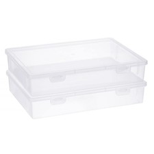 Clear Plastic Storage Box with Flap Lid, Multipurpose Craft Organizers and St...