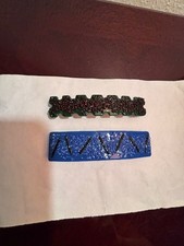 Art Glass Multicolor Artisan Handcrafted Dichroic Glass Hair Barrette PAIR