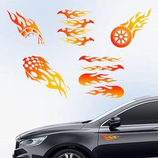 Orange Car Stickers 6.1x5.83 Inch Stripe Vinyl Decals - Racing Flame