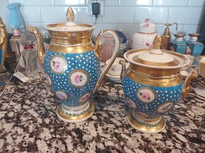 Vintage France Sevres Style Coffee Or Tea Pot And Sugar Bowl