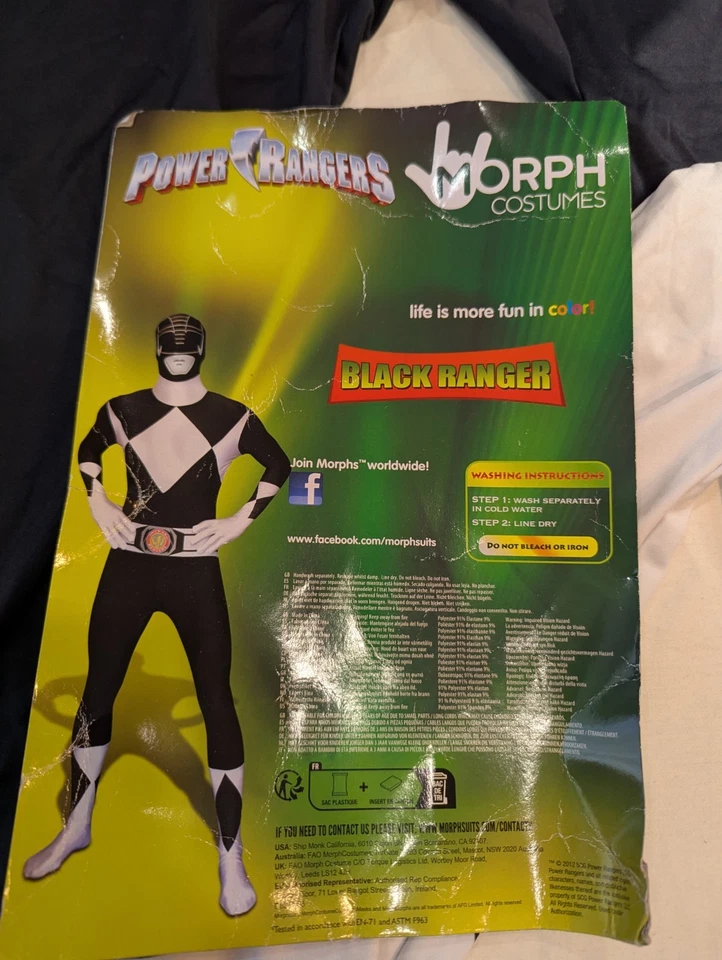 Morphsuits GRANDE Disfraz Power Ranger Negro MorphDisfraces Halloween Juegos con disfraces 👻🎃 Foto 3 de 4
