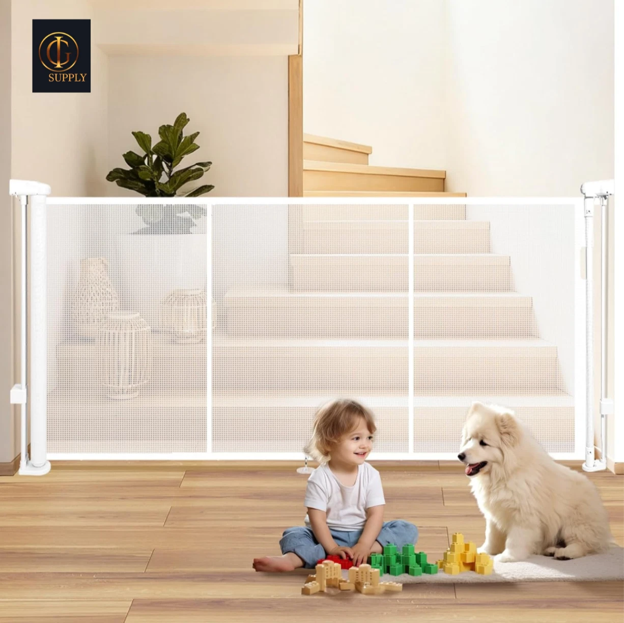 55" Retractable Baby Gate Extra Wide, 41" Tall Retractable Dog Gate for Stairs..