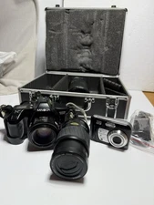 Minolta 3000i Camera 80-200mm Lenses Manual & Lock Case TESTED + HP M447 Camera