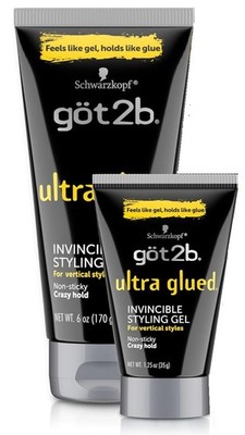 2 Got2b Ultra Glued Invincible Styling Gel 6 Fl Oz + 1.25 Fl Oz Xtra Strong Hold