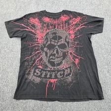 Tapout Stitch Duran Graphic T Shirt Mens Large Black Skull Horror MMA Y2K